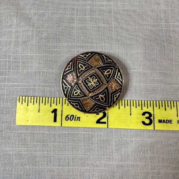 Vintage Damascene Star Pattern Brooch - Picture 2 of 8